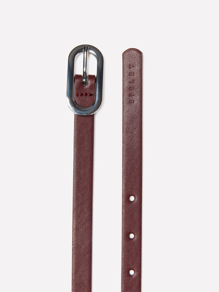 Thin burgundy belt - women's belts - Burgundy | Sisley image number 2